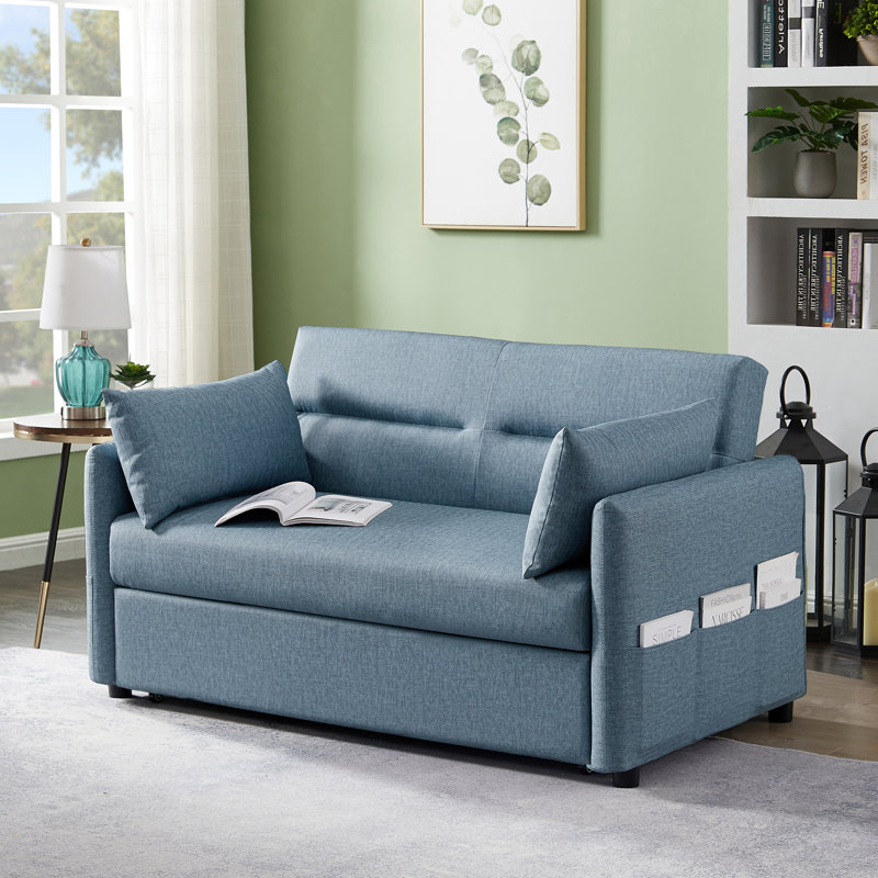 Outdo Evella Full 57'' Faux Leather Pillow Back Convertible Sofa Wayfair